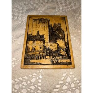 Vintage Burkbee & Brehm A Corner of Paris Intaglio Plaq-Etching Antique Art